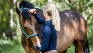 Julia Krajewski streichelt Nickel.